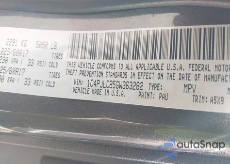 2016 Jeep Cherokee Latitude from USA, damaged, VIN 1C4PJLCB5GW363282